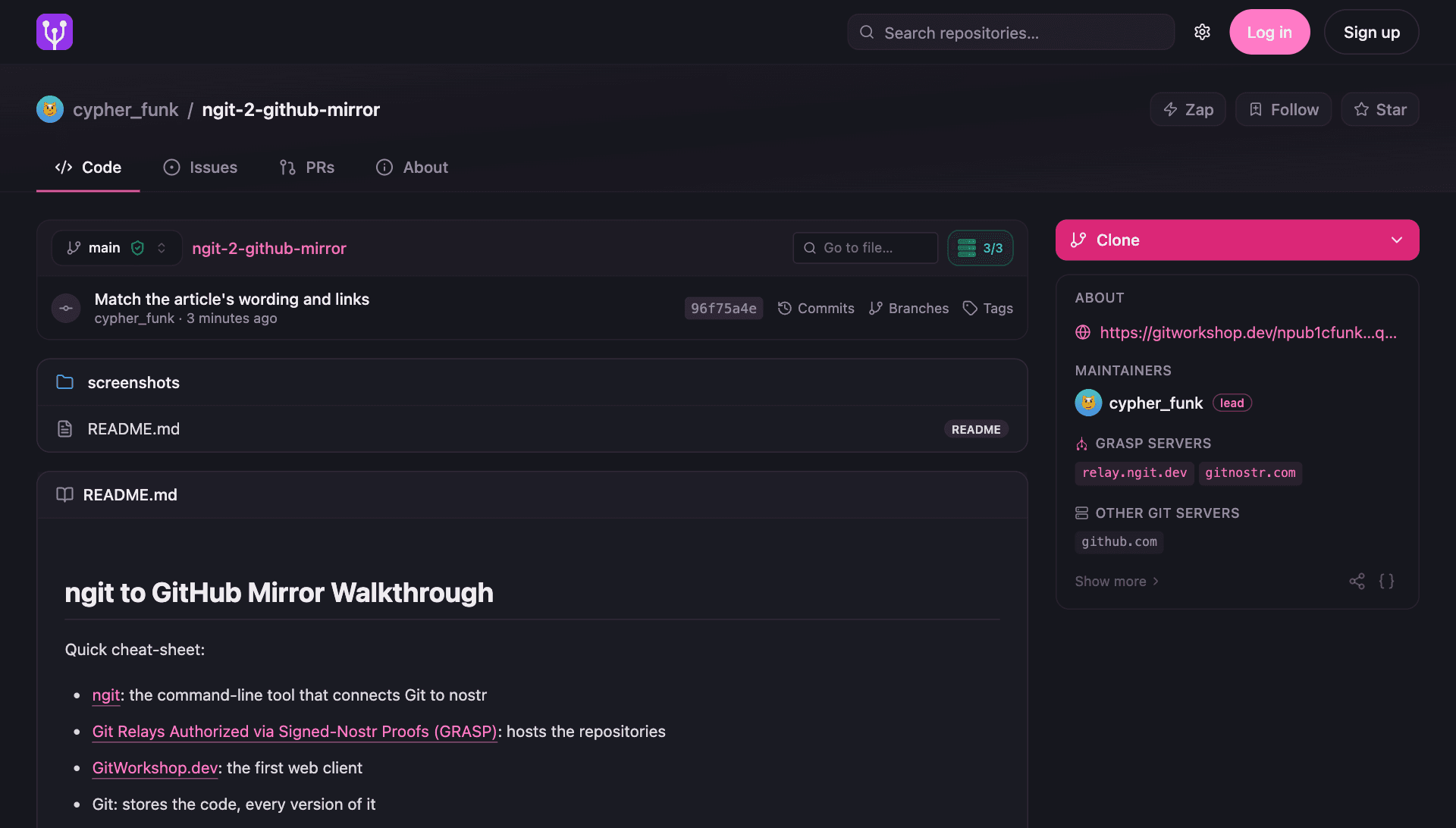 The mirrored repository on GitWorkshop.dev